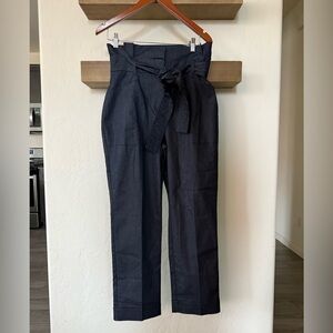 New York & Company|Tie waist paper-bag ankle pants in dark wash,like new!•size 8